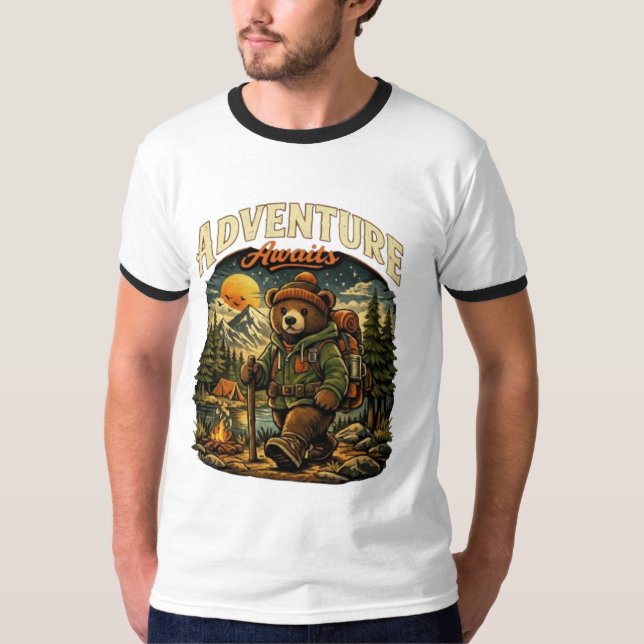 Cute Adventure Bear T-Shirt – Hiking Nature Explor (Frente)