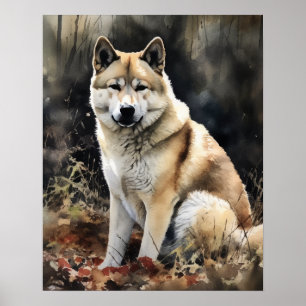 Cute Akita Dog Art Impressão