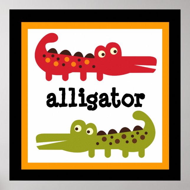 Cute Alligator Safari Baby Kids Poster (Frente)
