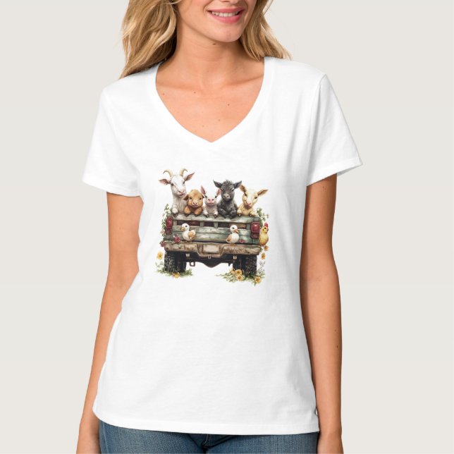 Cute Animal Farm On T-Shirt (Frente)