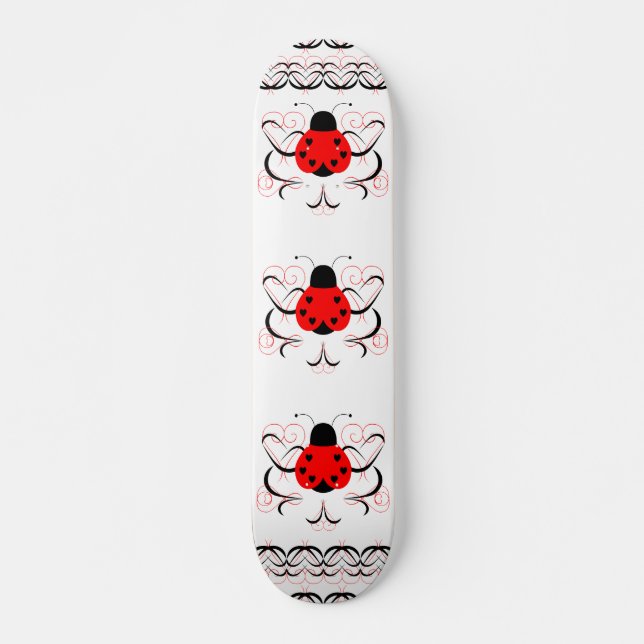 Cute Artsy Heart Ladybug Skateboard Deck (Frente)