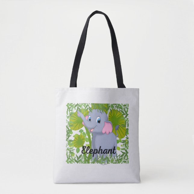 Cute Baby Elephant Tote Bag – Adorable Animal Desi (Frente)