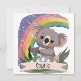Cute Baby Koala Rainbow Nome Personalizado