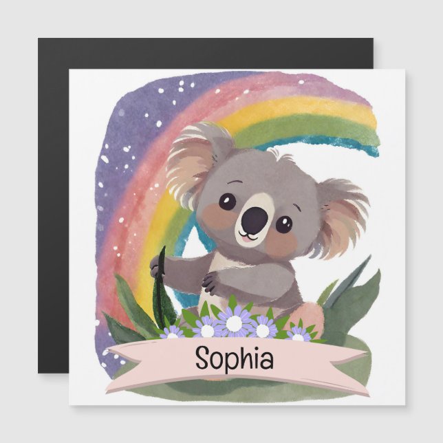 Cute Baby Koala Rainbow Nome Personalizado (Frente/Verso)