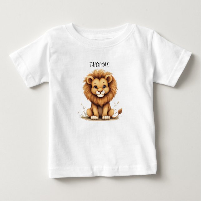 Cute Baby Lion "Thomas" Personalized T-Shirt (Frente)