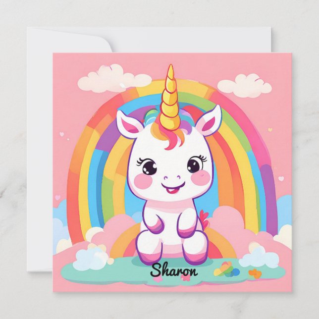 Cute Baby Unicorn Rainbow (Frente)