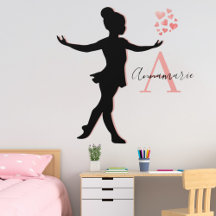 Cute Ballerina Silhouette Pink Monograma