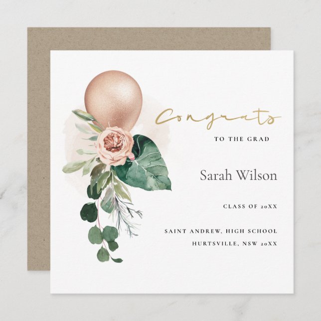 CUTE BALLOON FLORAL FORMANDO FELICITA ANÚNCIO (Frente/Verso)