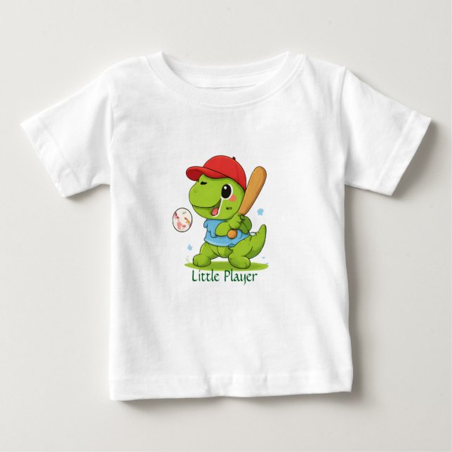 Cute Baseball Dinosaur T-Rex Sports T-Shirt (Frente)