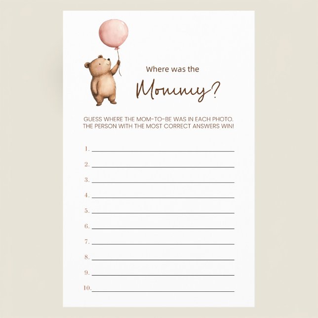Cute Bear Baby Shower Guessing Game Flyer (Criador carregado)