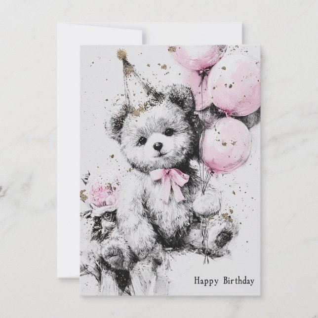 Cute Bear Birthday Card (Frente)