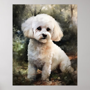 Cute Bichon Frise Dog Art Impressão