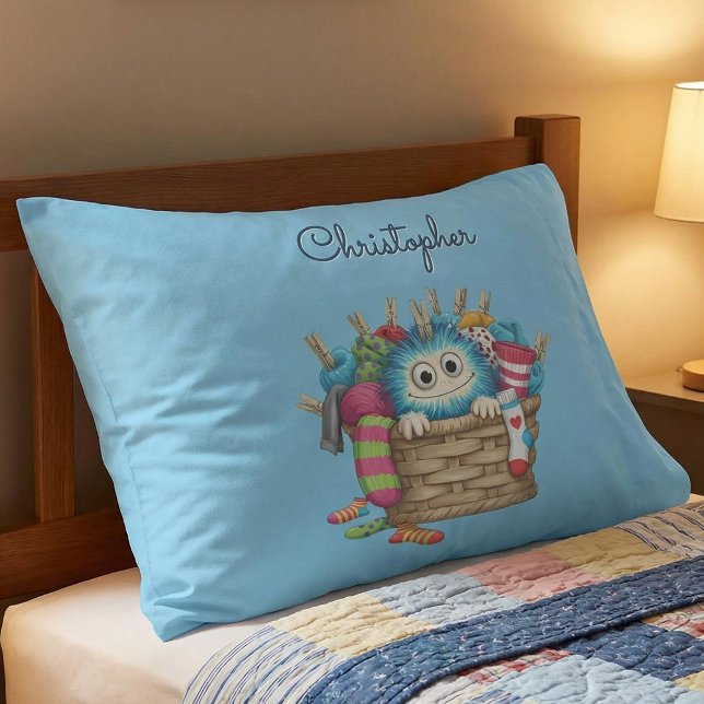Cute Blue Fluffy Sock Monster Kids Design (Criador carregado)