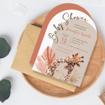 Cute Boho Giraffe - Convite para Chá de fraldas
