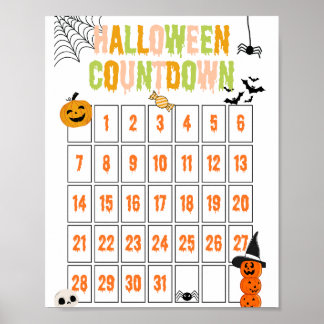 Cute Boho Halloween Contagem Poster