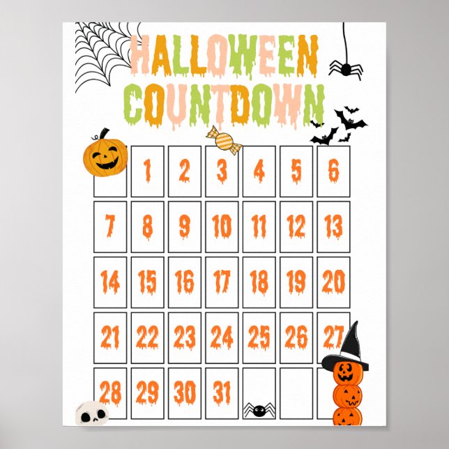 Cute Boho Halloween Contagem Poster (Frente)