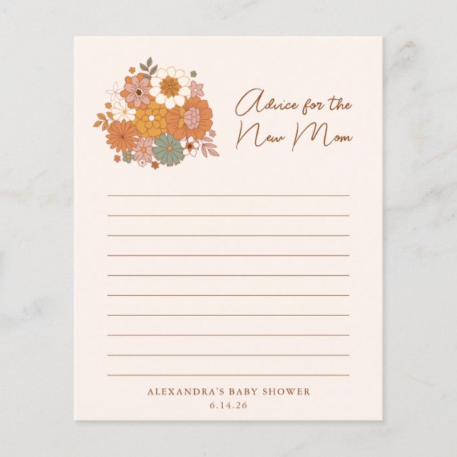 Cute Boho Retro Floral Chá de Noiva Conselho de Mã (Frente)