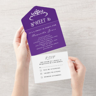 Cute Branco Roxo Doce 16 Tiara Dezesseis Moderno