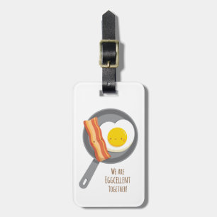 Cute Breakfast Bacon e Etiqueta de Bagagem de Ovo
