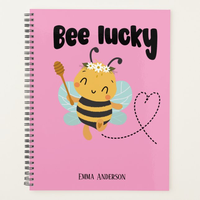 Cute Bumblebee nome pessoal Planejador (Frente)