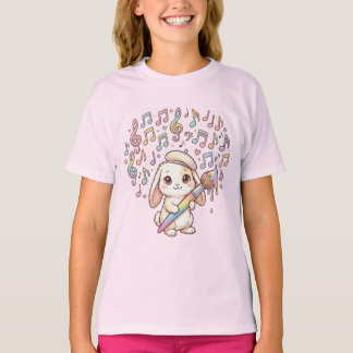 Cute Bunny Artist Kids T-Shirt – Music & Painting