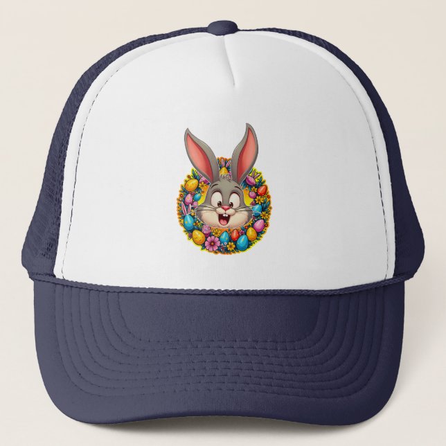 Cute Bunny Face – Easter Wreath Style boné (Frente)