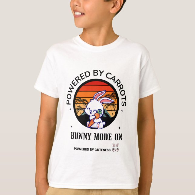 Cute Bunny Hugging Carrot Retro Sunset T-Shirt  (Frente)