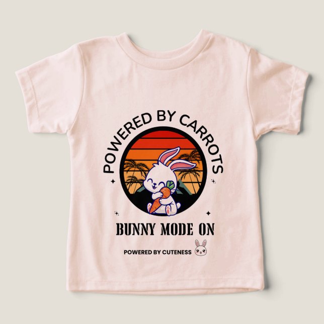Cute Bunny Hugging Carrot Retro Sunset T-Shirt  (Design frontal)