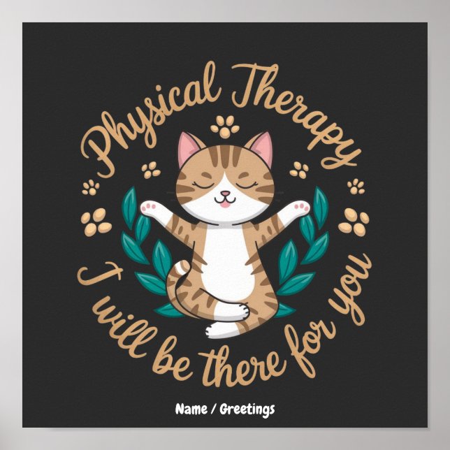 Cute Calming Poster de Terapia Física de Gato Bem- (Frente)