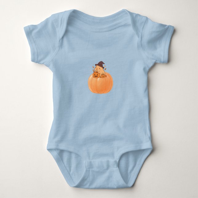 Cute Capybara Pumpkin Halloween T-Shirt (Frente)