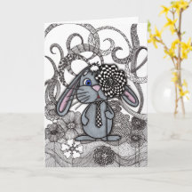 Cute Cartão de Boas-Vindas Coelho Coelho Zen Doodl