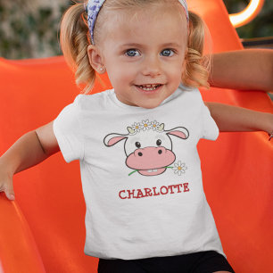 Cute Cartoon Cow   Custom Name Farm Animal T-Shirt