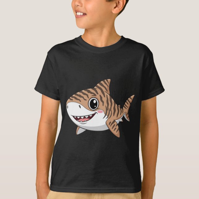 Cute Cartoon Tiger Shark Fun Kids' T-Shirt (Frente)