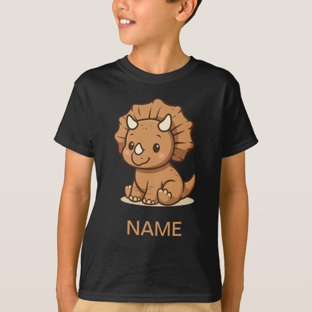 Cute Cartoon Triceratops Kids' T-Shirt  (Frente)
