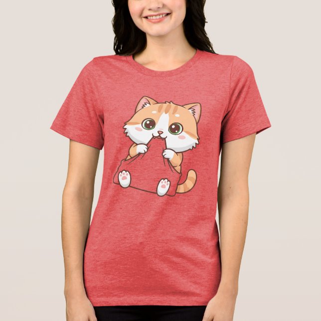 Cute Cat Bite Happens T-shirt (Frente)