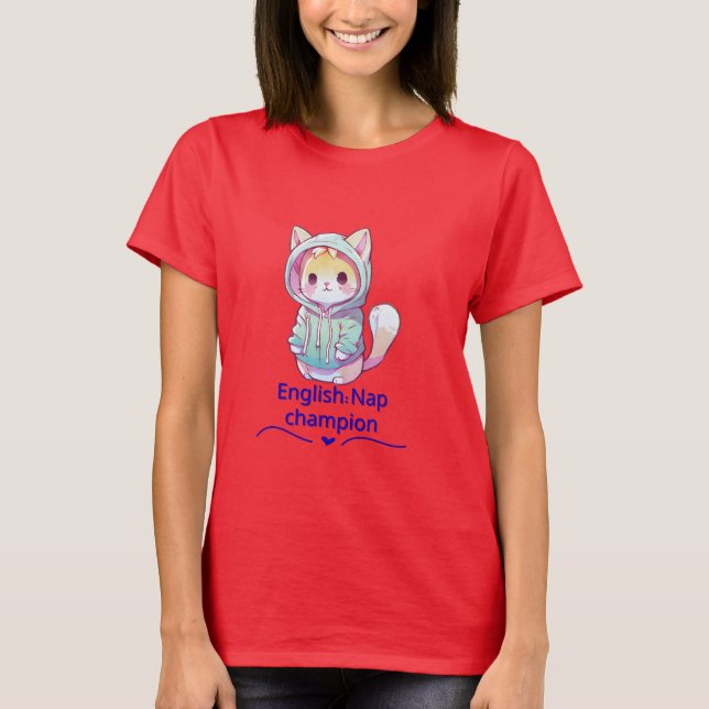 Cute Cat Nap Champion Too T-Shirt (Frente)