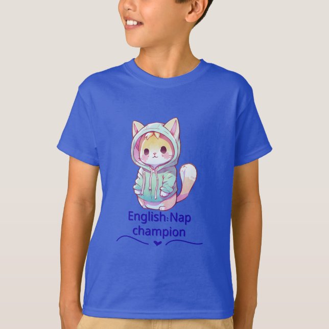 Cute Cat Nap Champion Too T-Shirt (Frente)