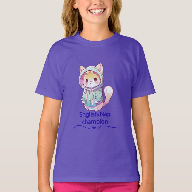 Cute Cat Nap Champion Too T-Shirt (Frente)