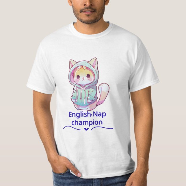 Cute Cat Nap Champion Too T-Shirt (Frente)