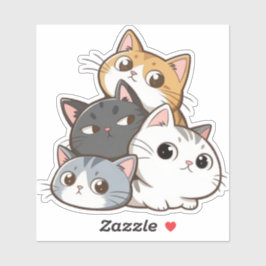 Cute Cat Stack – Adesivo de Gatinho Kawaii Adoráve