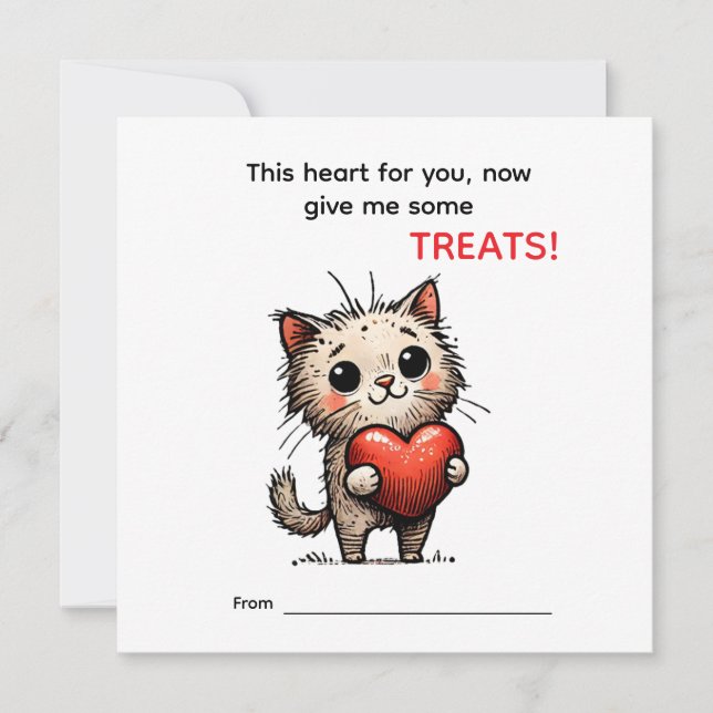 Cute Cat Valentine Card  (Frente)