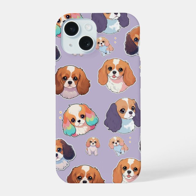 Cute Cavalier King Charles Pastel Pattern (Verso)