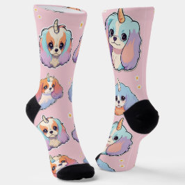 Cute Cavalier King Charles Unicorn Pastel rosa