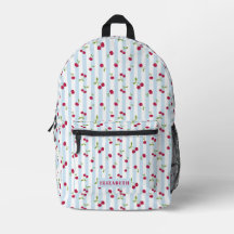 Cute Cherry Blue Listras Personalizado Retro