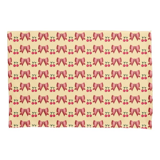 Cute Cherry Bow Seamless Pattern Pink Aesthetic Ka (Frente)