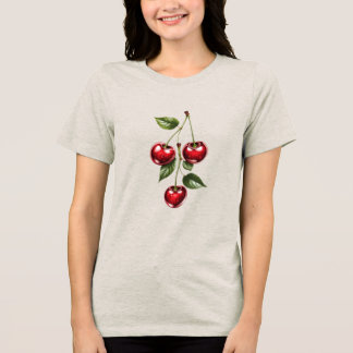 Cute Cherry Branch T-Shirt Design, Fresh Red Fruit