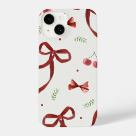 Cute Cherry & Red Ribbon Pattern Phone Case