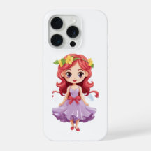 Cute Chibi Fada Princesa Vestido Roxo iPhone 15