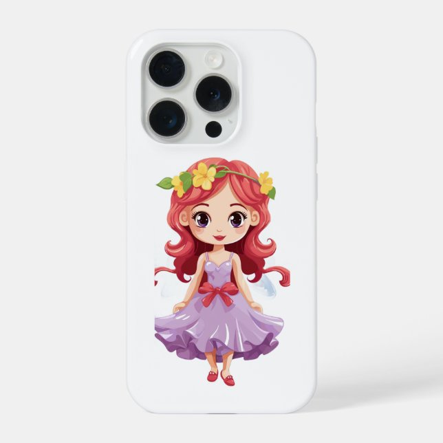 Cute Chibi Fada Princesa Vestido Roxo iPhone 15  (Verso)