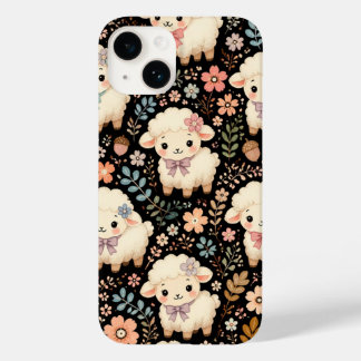 Cute Chibi Lamb Floral Pattern Cottagecore